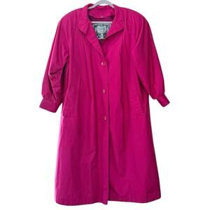 Chiango Fleet Street VTG Bright Pink Trench Raincoat Women's 10 Removable Liner